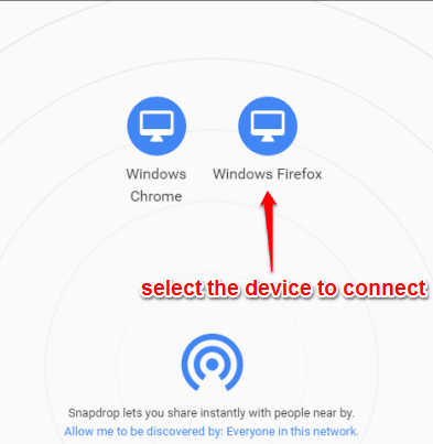 select a device to establish the connection