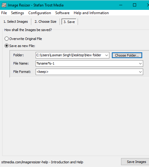 set output location and process images