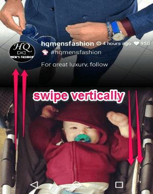 swipe vertically