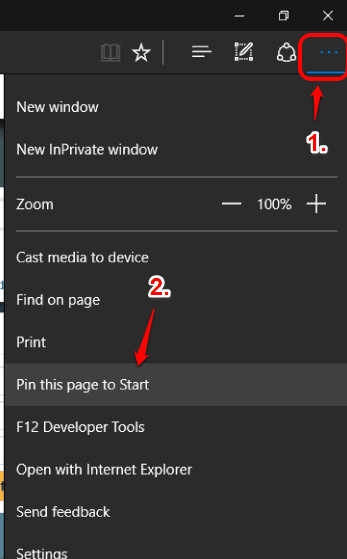 use Pin this page to Start option
