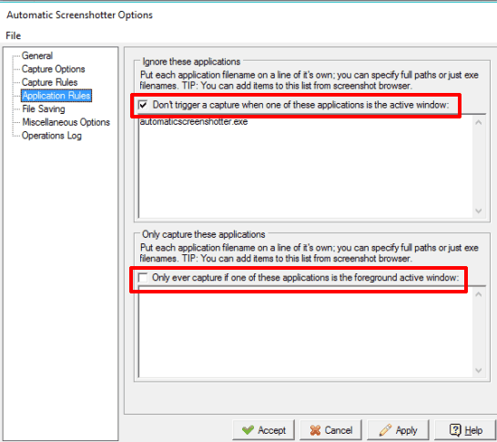 Application Rules section