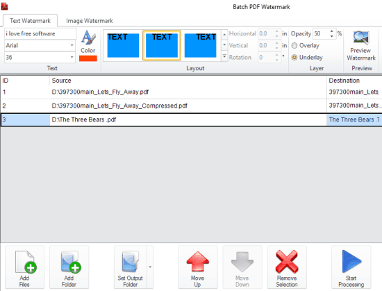 Batch PDF Watermark- interface