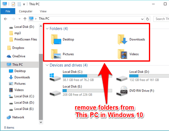 Documents and Music folder removed from This PC in Windows 10