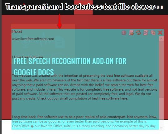 Free transparent and borderless text file viewer