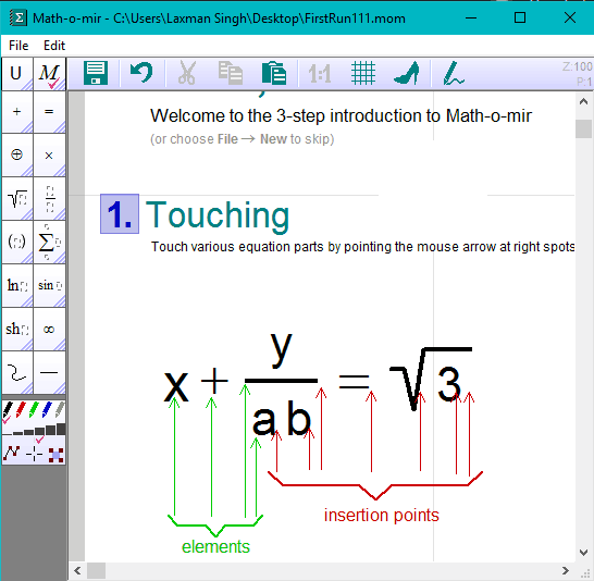 Math-o-mir- interface