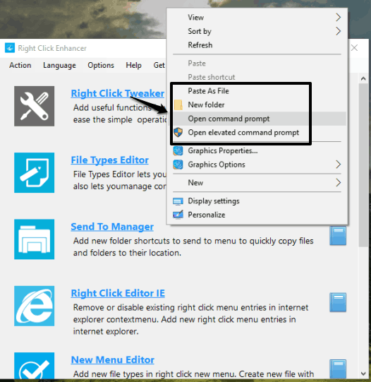 Right Click Enhancer- interface