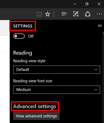 access Advanced Settings in Microsoft Edge