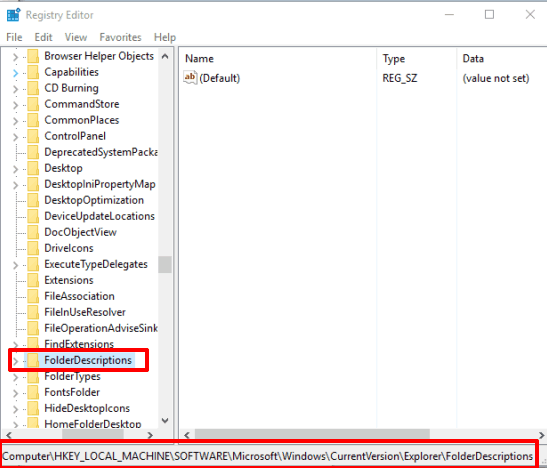access FolderDescriptions key