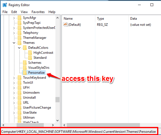 access Personalize key