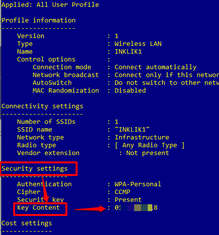 access Security settings section