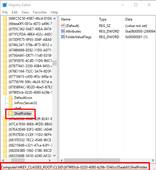 access ShellFolder in Registry Editor