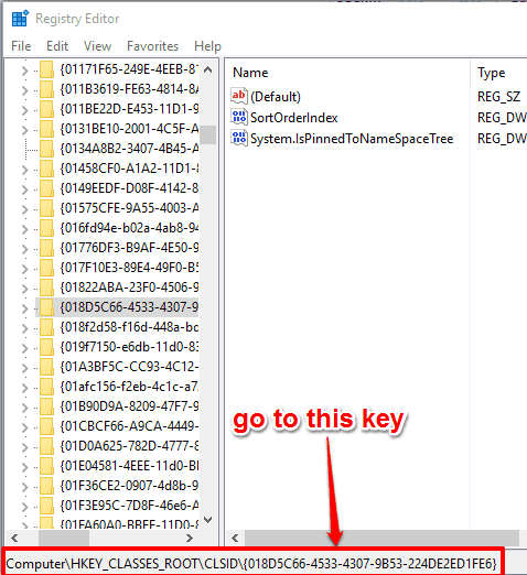 access a key in Registry Editor