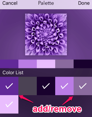 add and remove color palettes