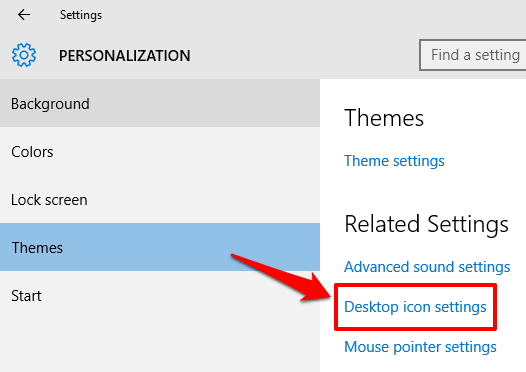 click Desktop icon settings