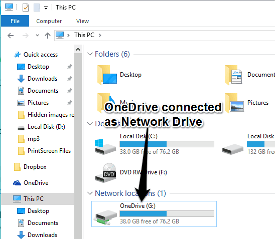 connect OneDrive as network drive in Windows 10