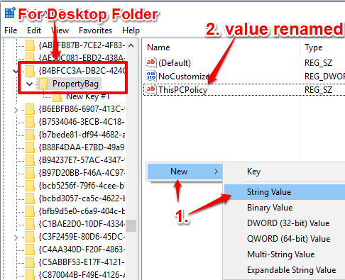 create ThisPCPolicy string value for Desktop folder