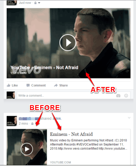 difference before and after using YT2FB