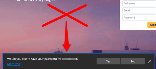 disable password saving in Microsoft Edge