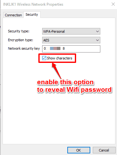 enable show characters option to reveal the password