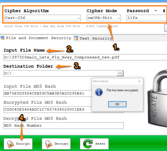 encrypt a file or document
