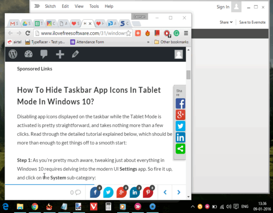 hide running programs from taskbar in Windows 10