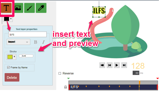 insert text in animated GIF