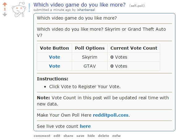 embed a poll on Reddit