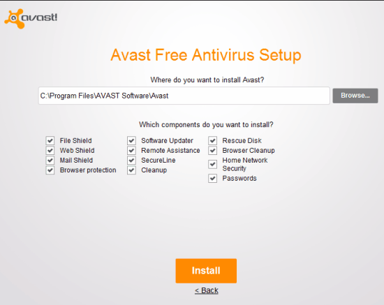 select components to install