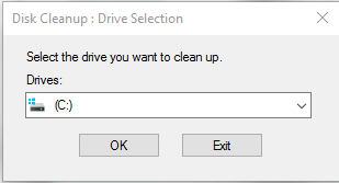 select the Drive using Disk Cleanup tool