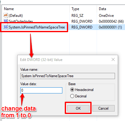 set value data to 0 and save