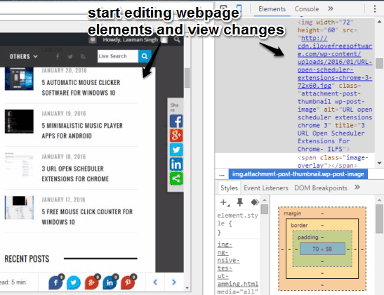 start editing webpage elements