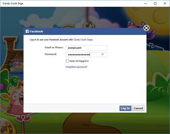 Candy Crush Saga social login