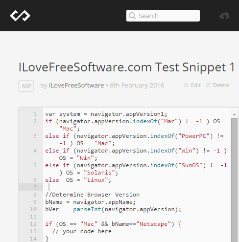 Create New Code Snippet in Codepad