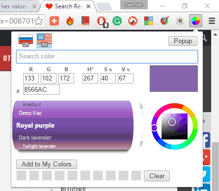 Color Space Chrome Extension