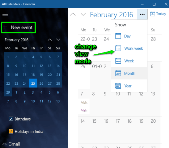 Google Calendar added with Windows 10 Calendar app