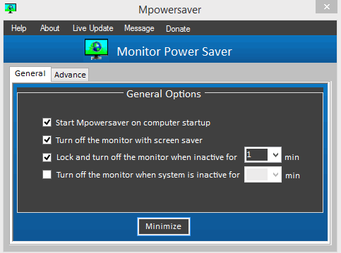 MPowerSaver Home Screen