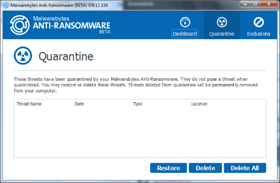 Malwarebytes Anti-Ransomware Quarantine