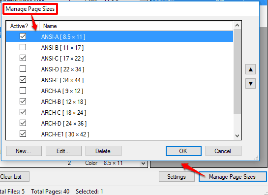 Manage Page Sizes