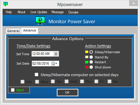 MPowerSaver Advance Settings
