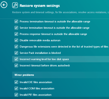 RESTORE SYSTEM SETTINGS