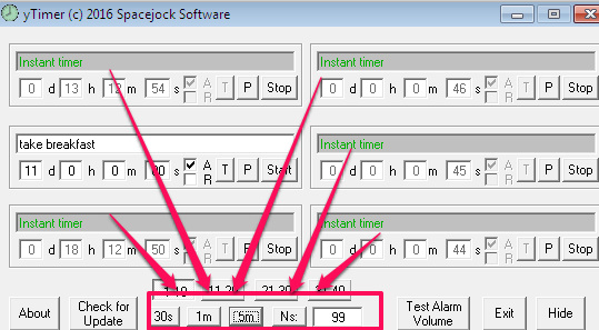 Set instant timer for short intervals