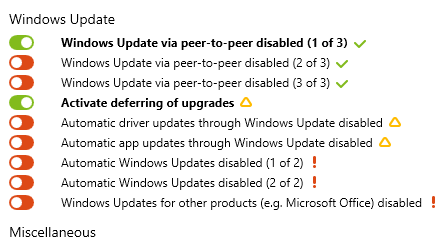 Windows Update section