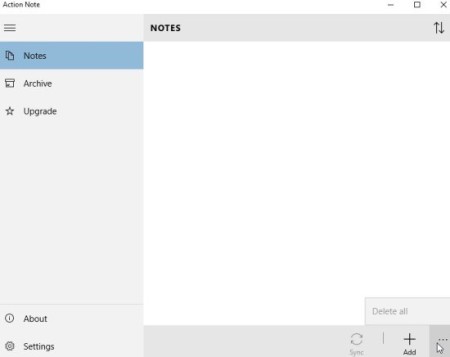 action notes interface