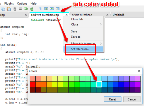 add tab color