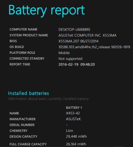 battery report