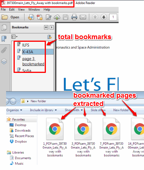 bookmarked pages extracted from a PDF