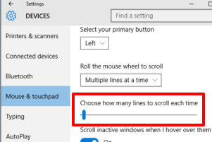 change mouse scroll limit in Windows 10