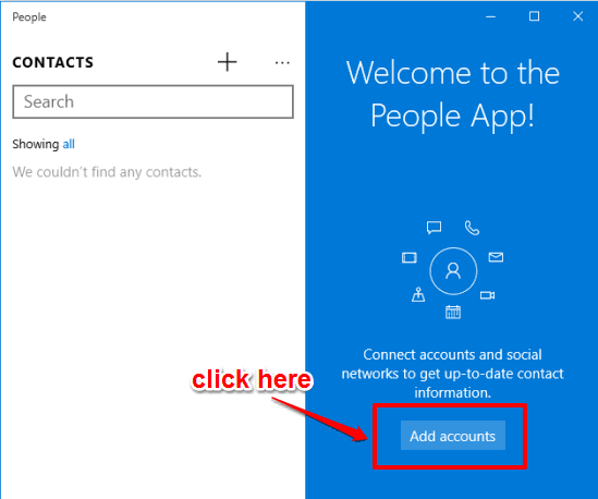 click Add accounts button