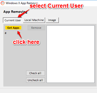 click Current User and Get Apps