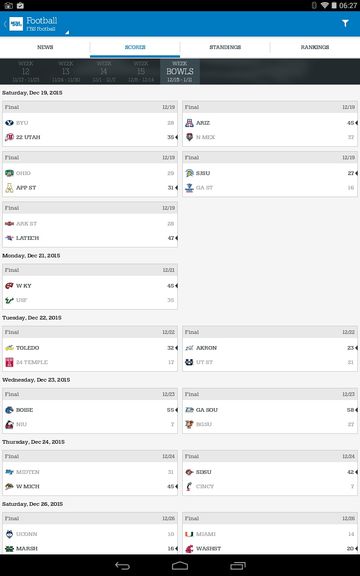 college football results apps android 2